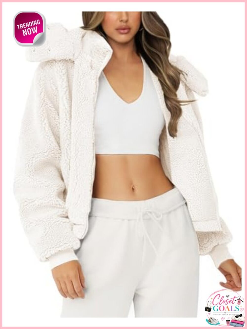 Womens Faux Fur Hooded Sherpa Fleece Coat Full Zip Winter Warm Jacket